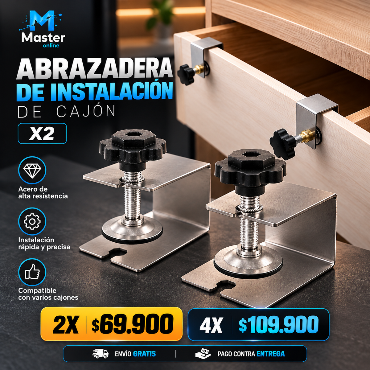 ABRAZADERA DE INSTALACION DE CAJON X2