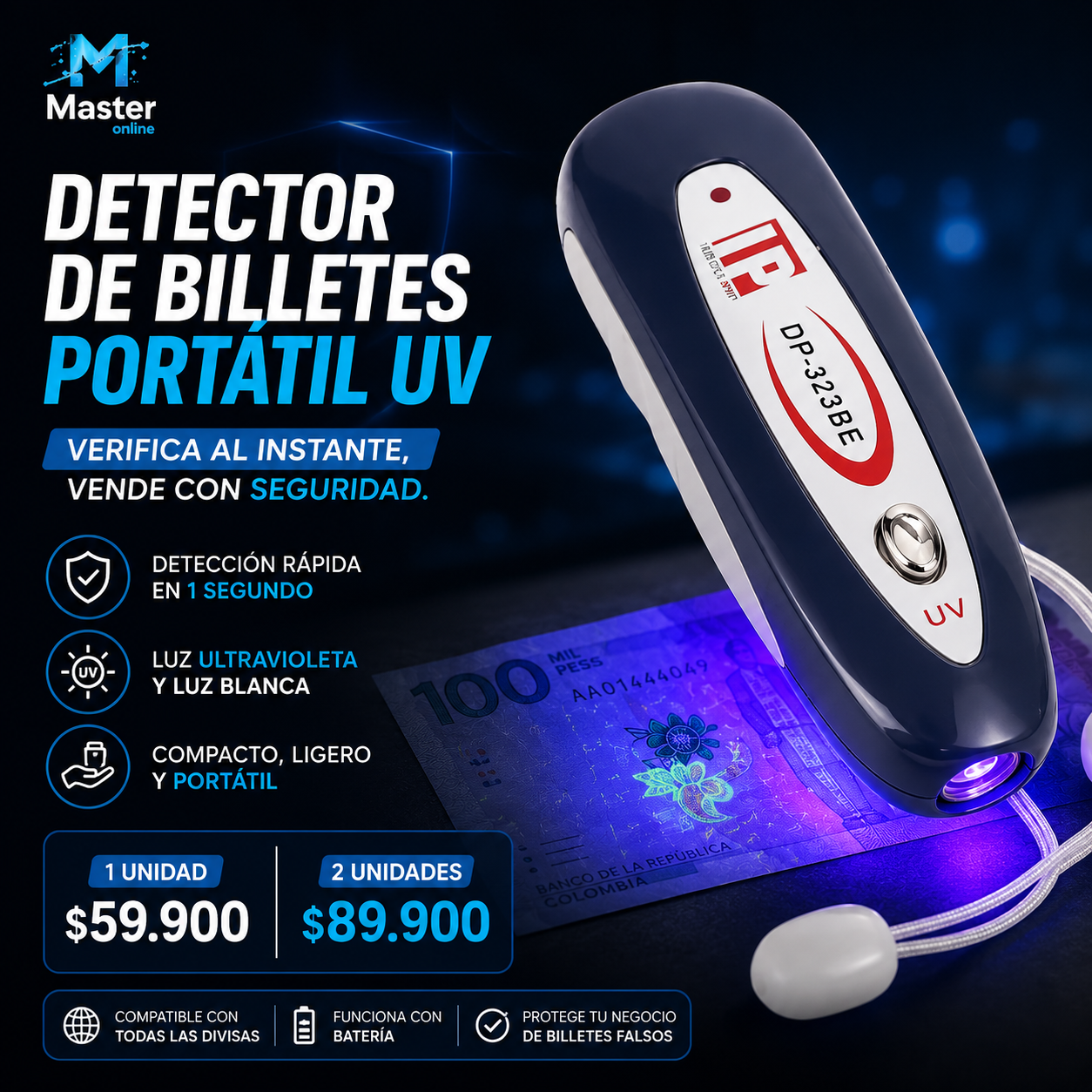 DETECTOR DE BILLETES PORTATIL UV