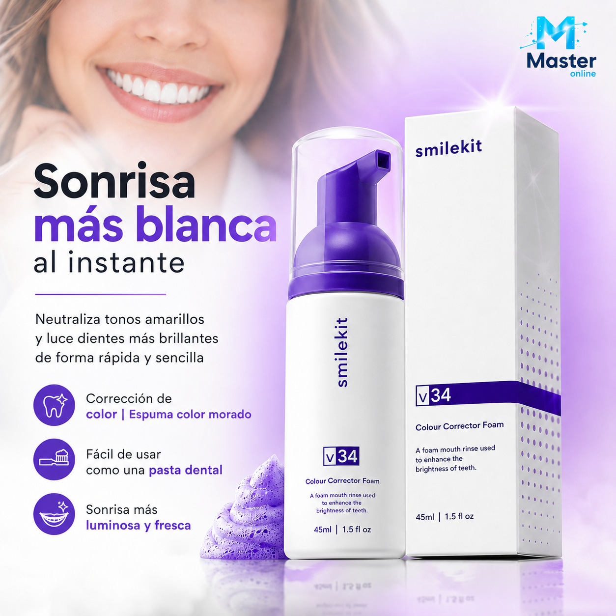 ESPUMA BLANQUEADORA DENTAL | SMILEKIT