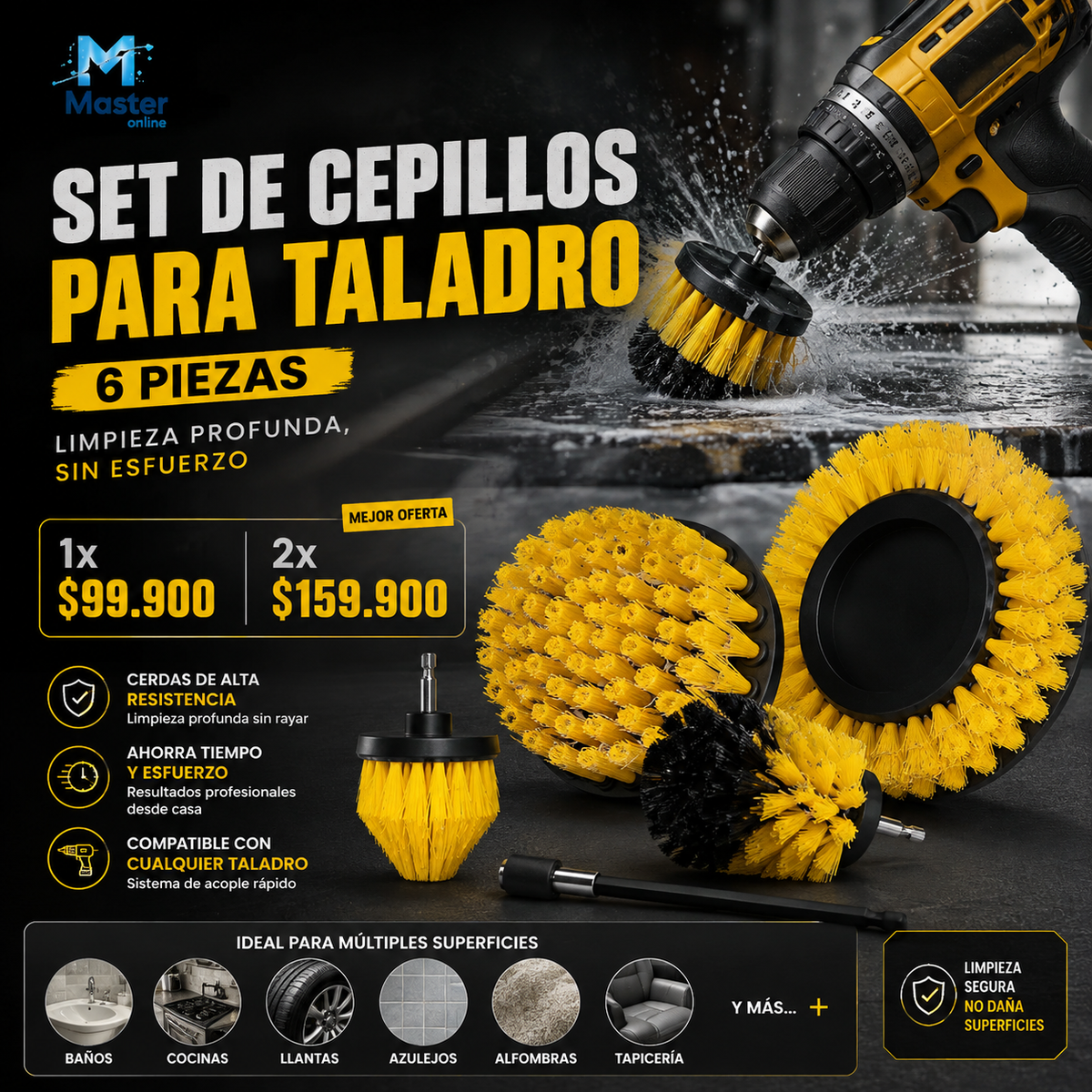 CONJUNTO DE ACCESORIOS DE CEPILLO PARA TALADRO