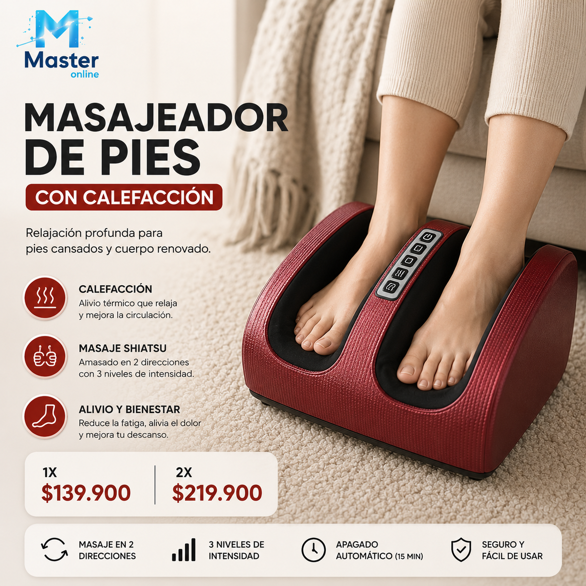 MASAJEADOR DE PIES CON CALEFACCIÓN