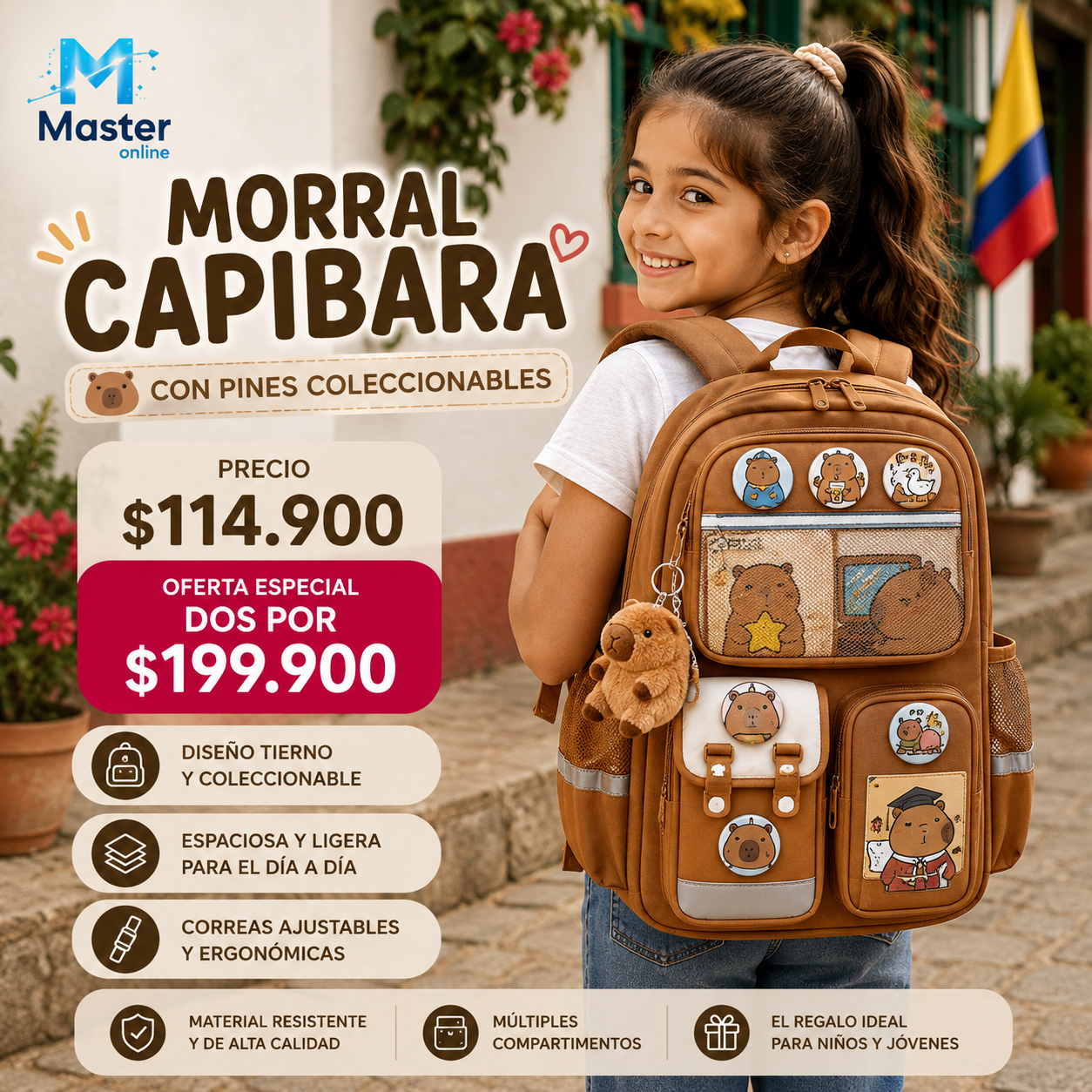 BOLSO MORRAL CAPIBARA + PINES