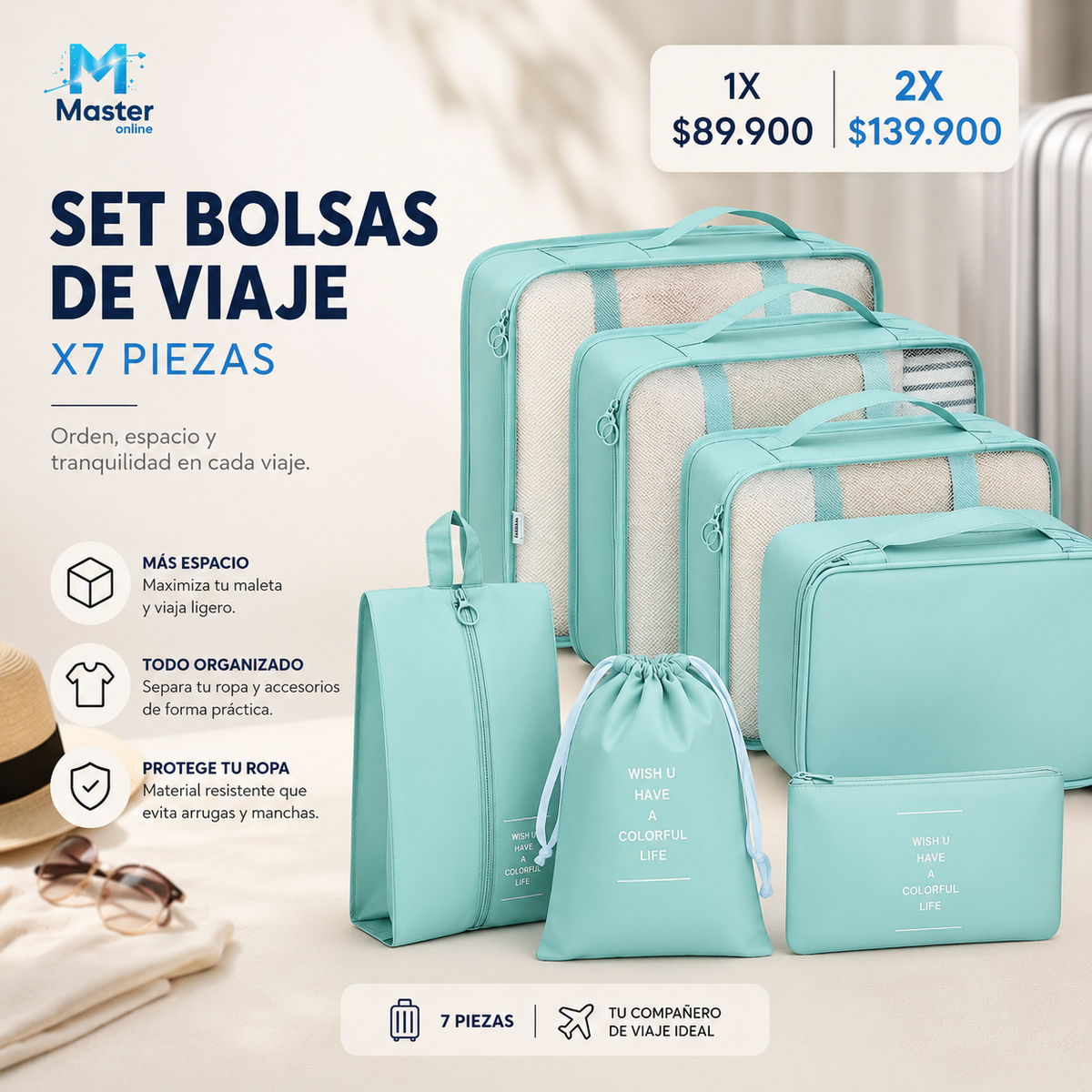 SET BOLSAS DE VIAJE X7 PIEZAS