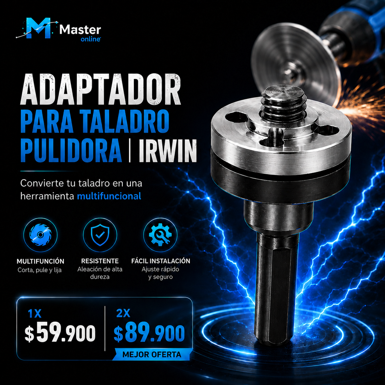 ADAPTADOR DE DISCO PARA TALADRO | IRWIN