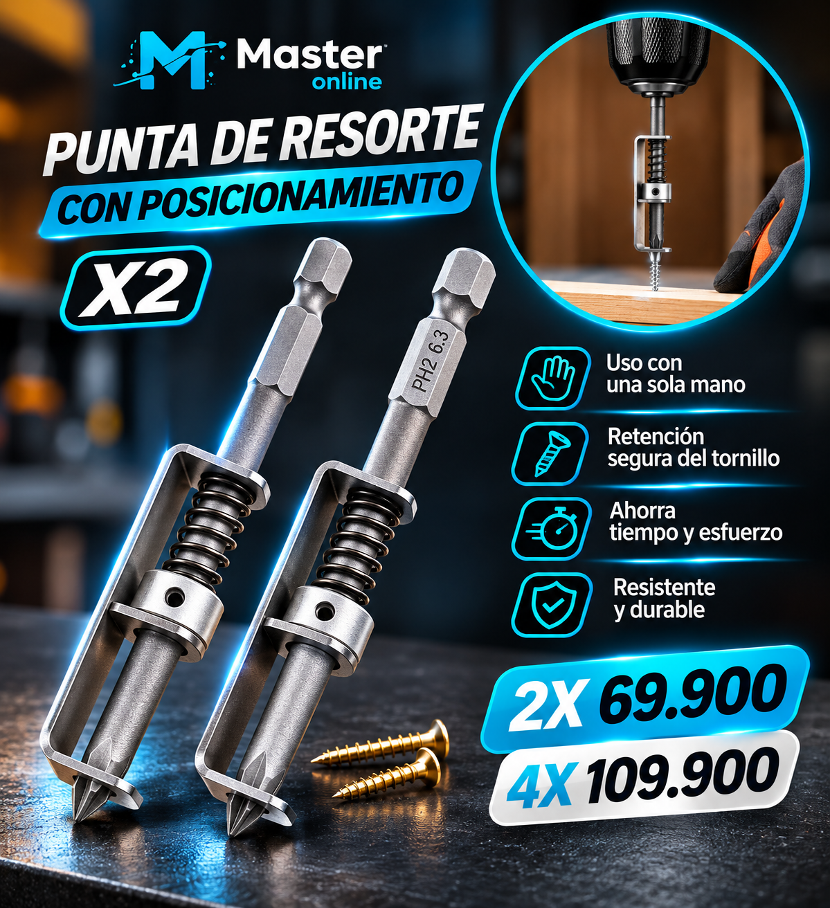 PUNTA DE RESORTE CON POSICIONAMIENTO X2