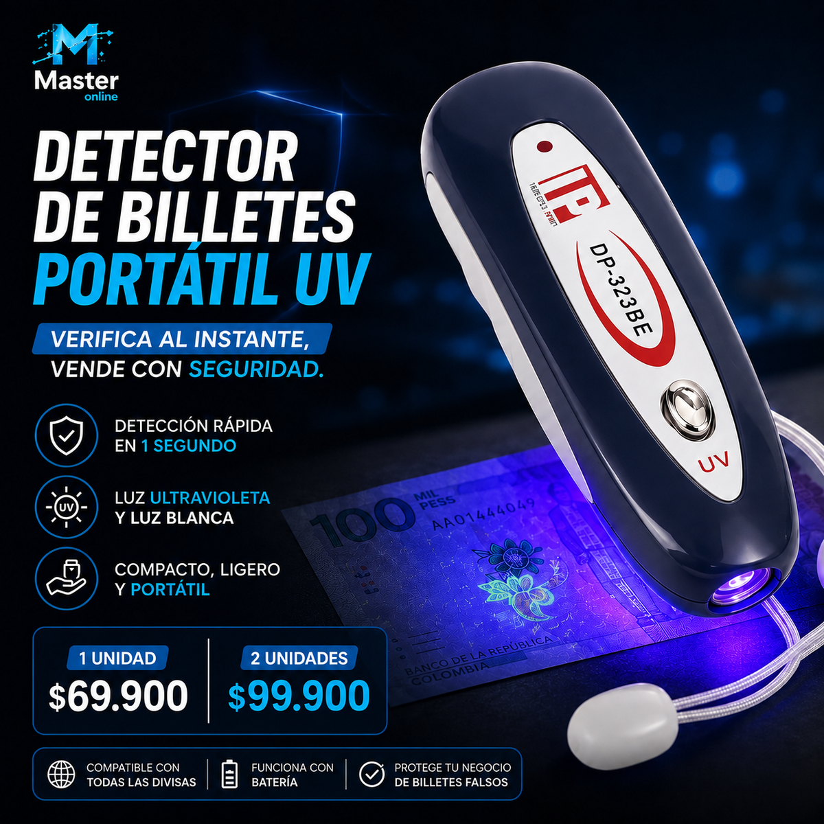 DETECTOR DE BILLETES PORTATIL UV