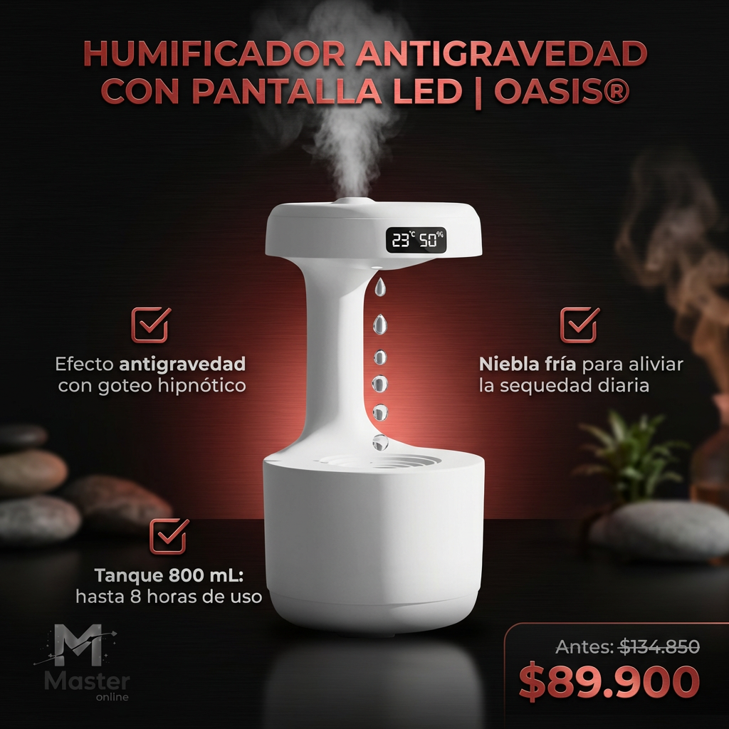 HUMIFICADOR ANTIGRAVEDAD CON PANTALLA LED | OASIS®